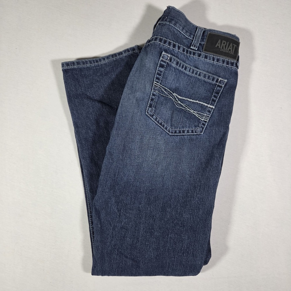 Ariat Jeans M1 Vintage Straight Leg 36x34 Medium Wash Indigo Western Cowboy